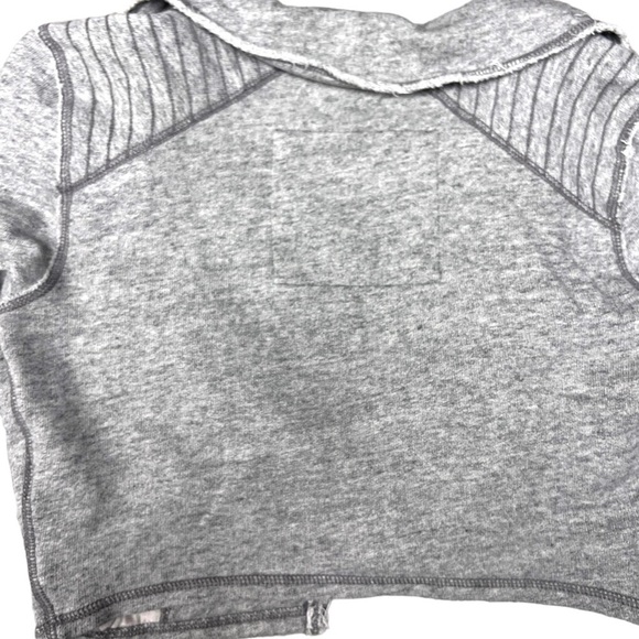 Abercrombie & Fitch Gray Copped Sweatshirt Moto Jacket Large Jersey Knit y2k - Picture 8 of 10